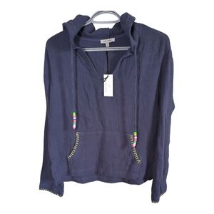NWT Lisa Todd Pool Side Hoodie Cotton Gauze Relaxed Fit Beads Hooded Size XS